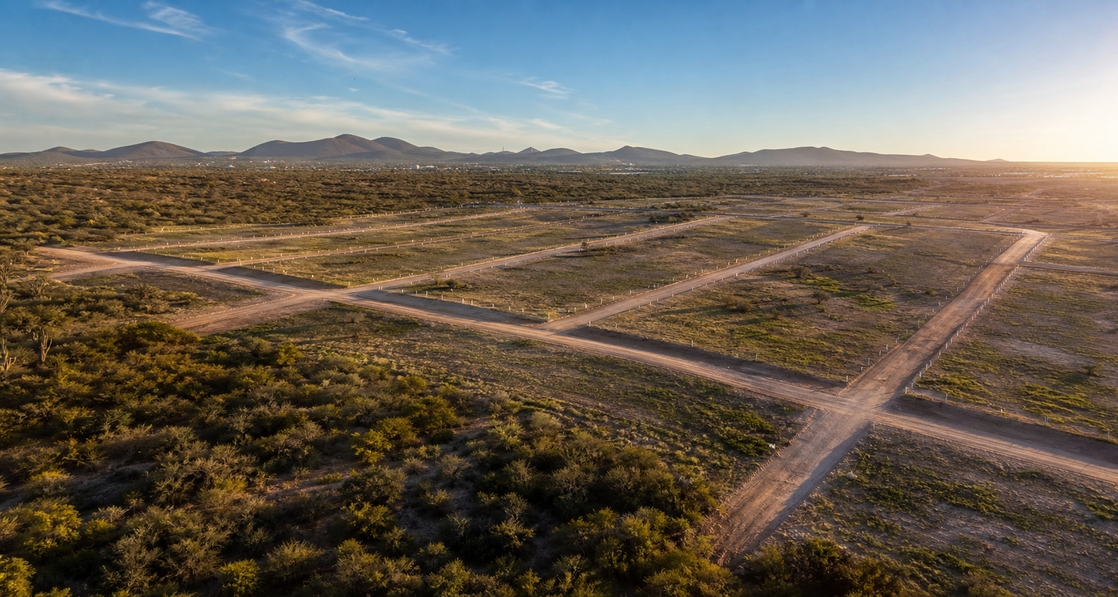 Vista aerea de terrenos urbanizados para inversion